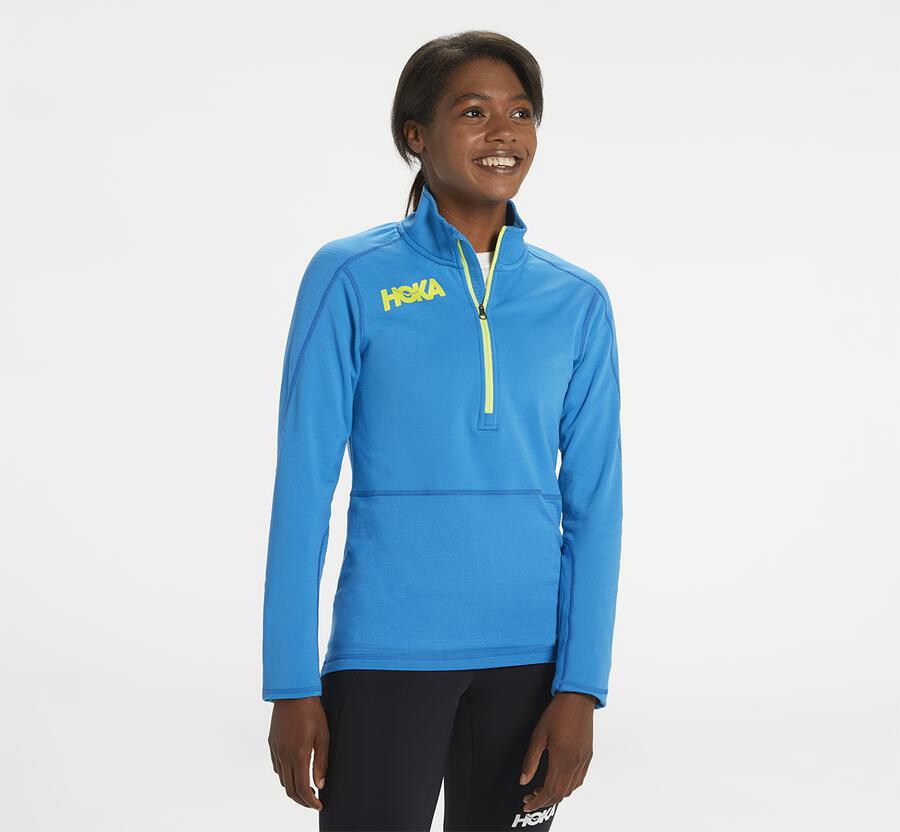 Hoka One One Top Kadın Mavi - 1/2 Zip Midlayer - KC9528016